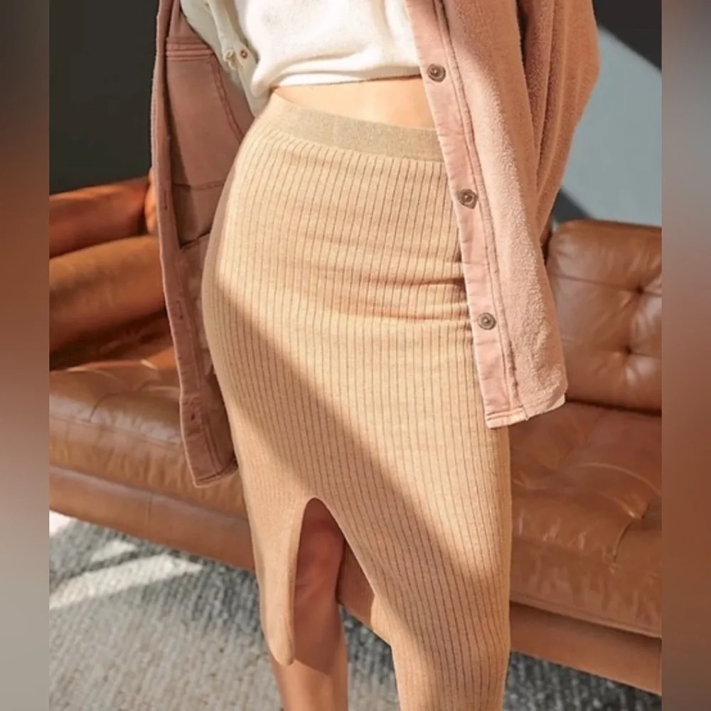 Free people xs Heather caramel beige skyline midi skirt